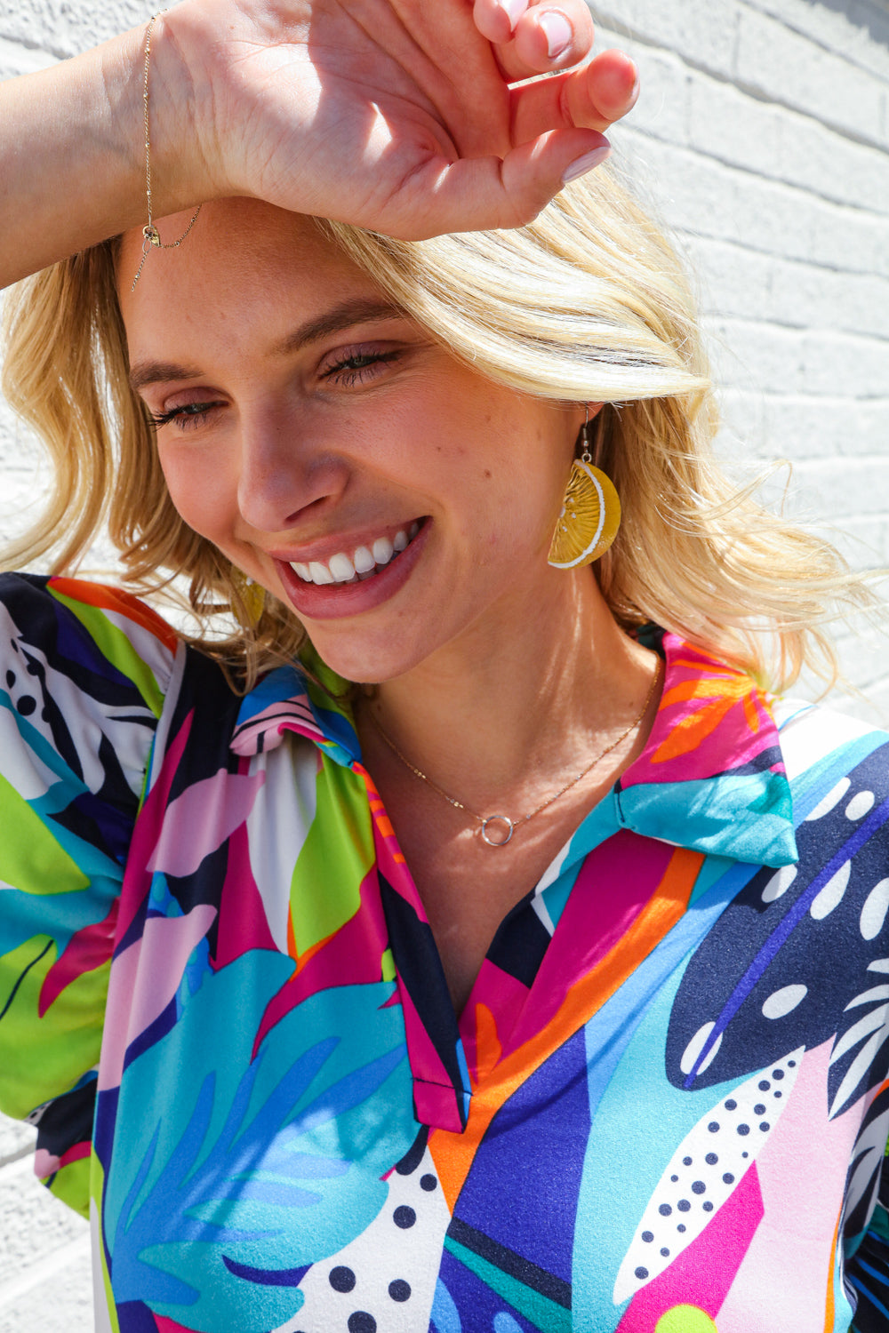 Yellow Lemon Wedge Acrylic Dangle Earrings
