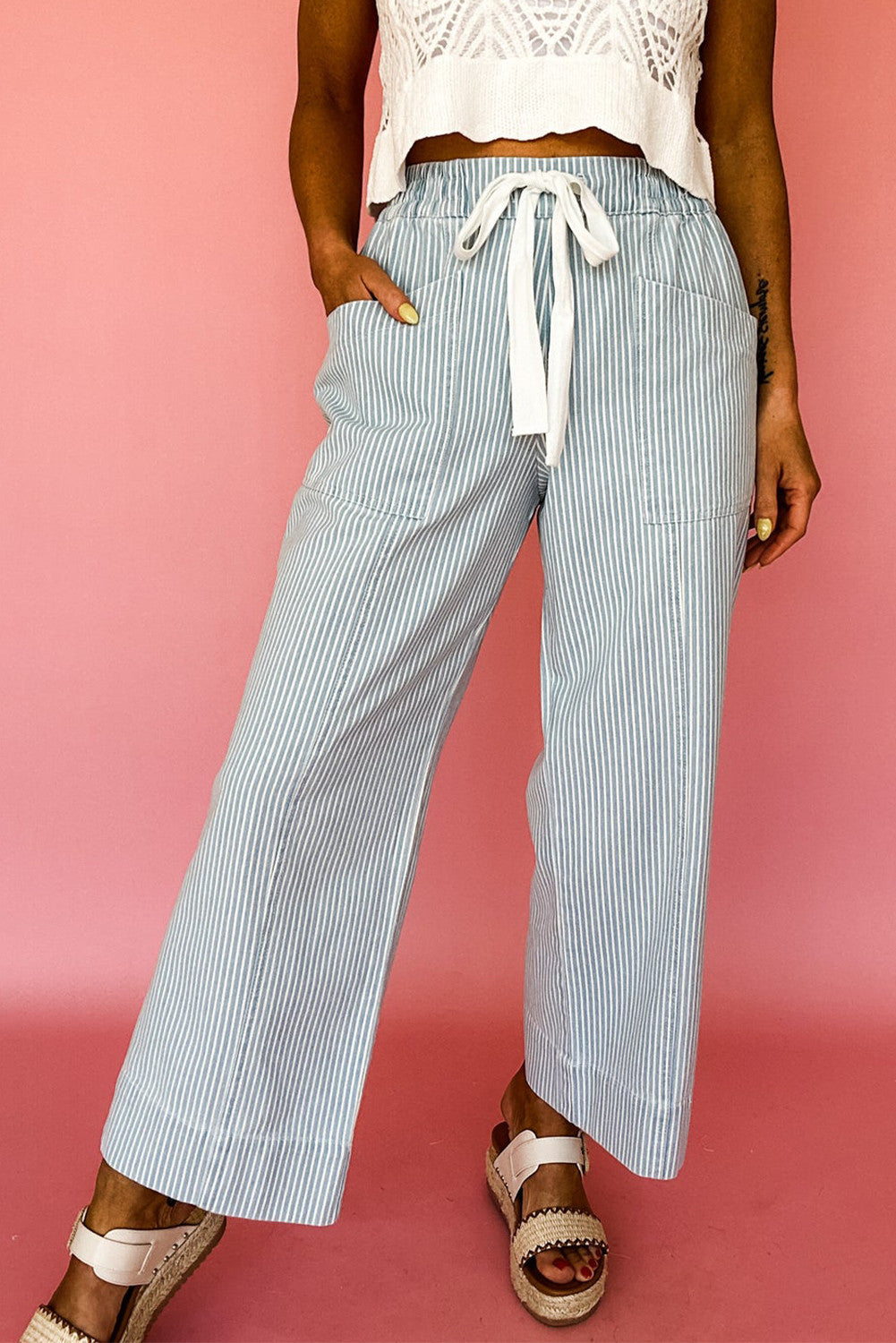 Striped Drawstring Jeans
