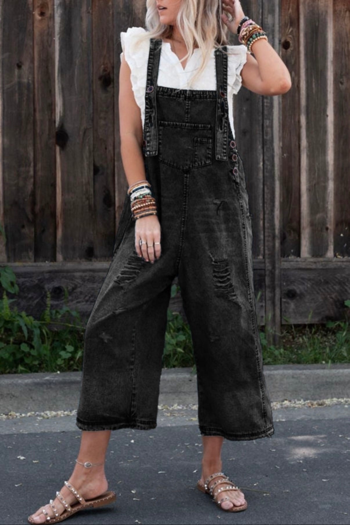 Black Distressed Overall