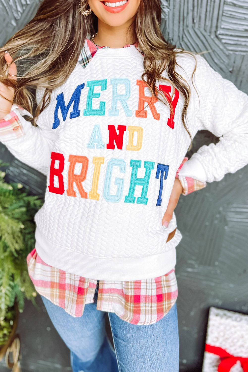 Merry and Bright Quilted Sweatshirt